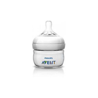 Biberão Natural AVENT 60ml com bico que imita o peito materno, ideal para alimentação de bebês.