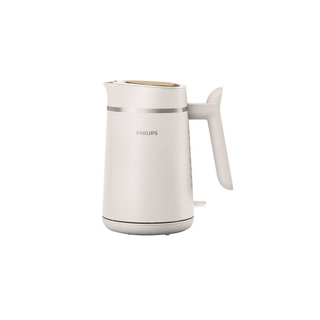 Chaleira elétrica Philips 2200W 1.7L Silk Branco, com indicador de nível de água e base giratória 360º, ideal para ferver água rapidamente e com desligamento automático.