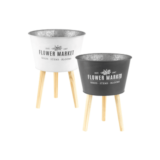 Vaso para Plantas BBQ com Pé de Madeira - Twisted Media