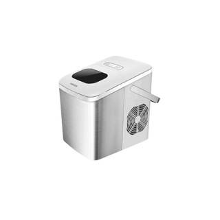 Máquina de Gelo HAEGER Pure Ice Inox 12Kg/24H com alça de transporte, ideal para casa ou escritório.