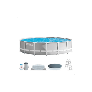 Piscina removível INTEX Prism Frame Premium 4.57x1.07m com estrutura metálica resistente e tecnologia Hydro Aeration para água mais limpa