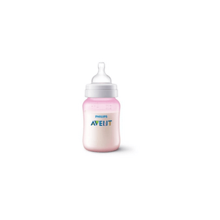 Biberão de Plástico Clássico AVENT 260ml X2, com bico anti-cólica e design ergonômico para bebês.