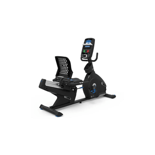 Console ajustável da bicicleta Nautilus R628 com visores DualTrack™ retroiluminados para visualização das métricas de treino no ginásio em Luanda